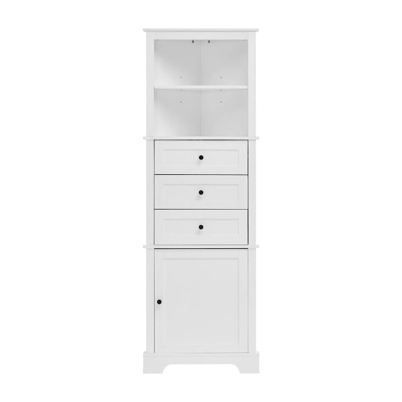 Armoire haute triangulaire à 3 tiroirs et étagères réglables pour salle de bain, cuisine ou salon - 23,00 L x 13,40 l x 68,90 H