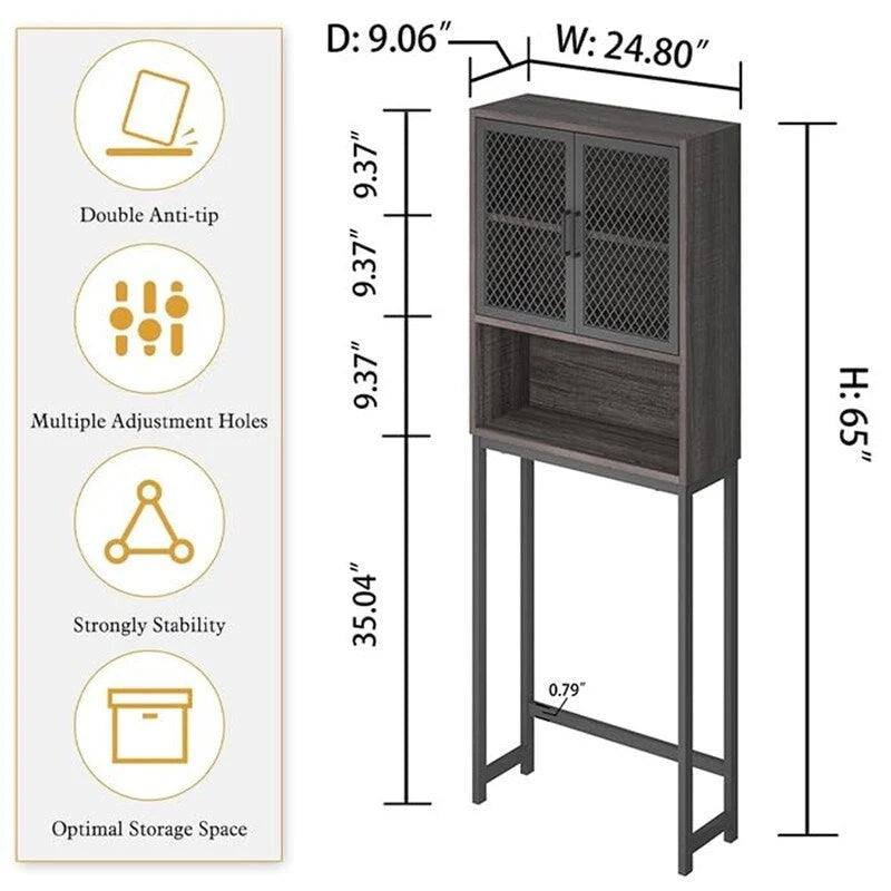 Organisateur de salle de bain à placer au-dessus des toilettes - 9,06 cm (P) x 24,8 cm (L) x 65 cm (H)
