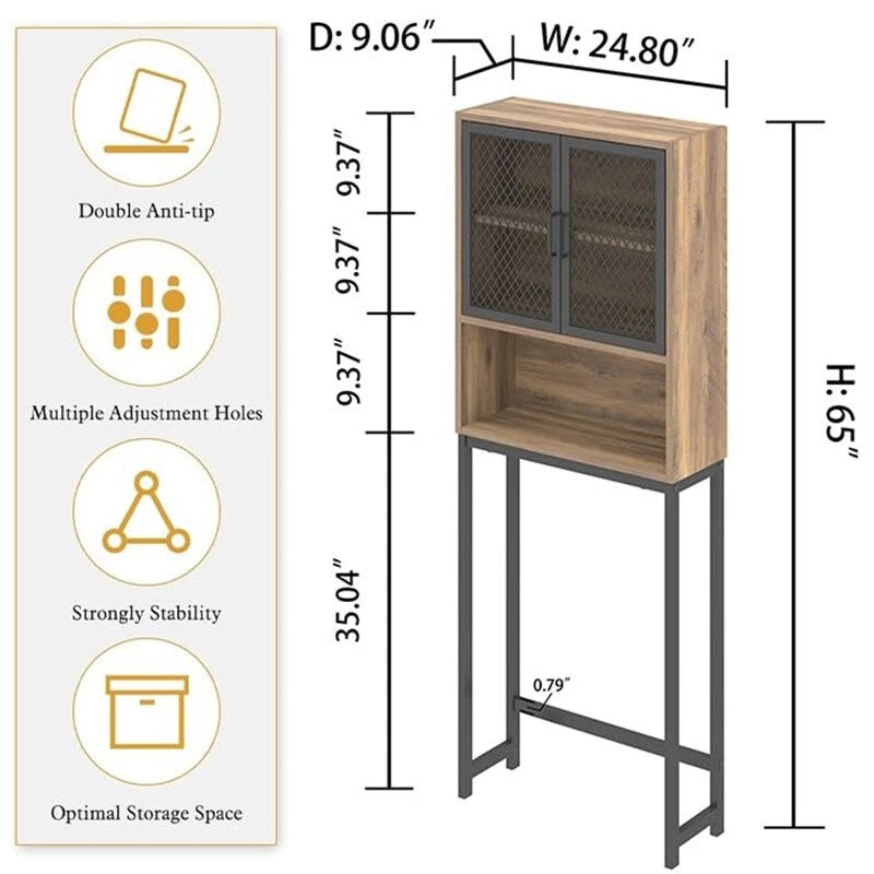Organisateur de salle de bain à placer au-dessus des toilettes - 9,06 cm (P) x 24,8 cm (L) x 65 cm (H)