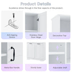 Meuble de rangement pour salle de bain avec portes et tiroirs, panier à linge basculant, multiples espaces de rangement, étagère réglable, blanc