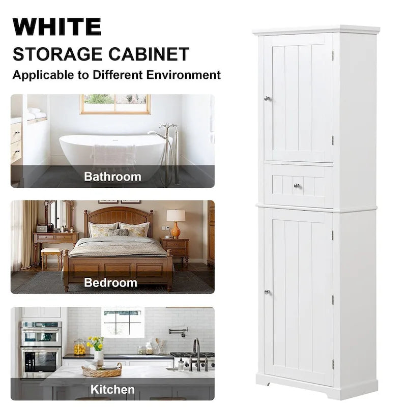 Meuble de salle de bain en bois de 67 pouces de haut, à 2 portes, avec tiroir et étagère réglable