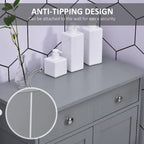 Meuble de salle de bain sur pied en bois avec 2 portes, 2 tiroirs et étagère réglable