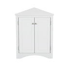 White Triangle Bathroom Storage Cabinet with Adjustable Shelves, Freestanding Floor Cabinet for Home Kitchen