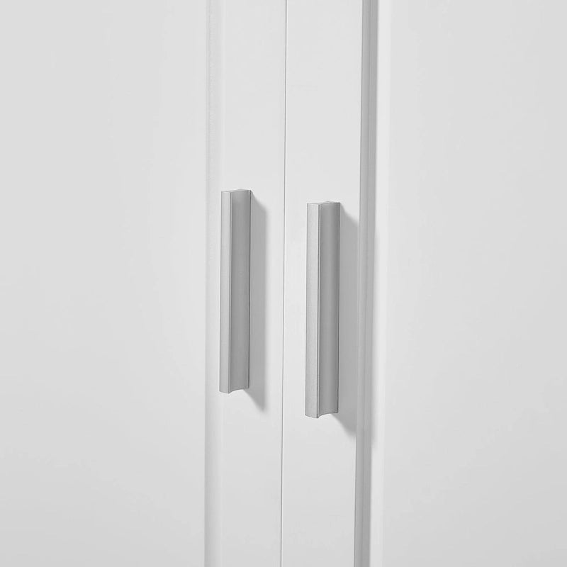 Meuble de salle de bain en bois blanc à 2 portes de 63 pouces de haut avec étagère réglable