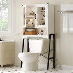 Armoire de rangement à installer au-dessus des toilettes, avec portes en verre trempé - 24 cm (P) x 60 cm (L) x 169 cm (H)