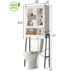 Armoire de rangement à installer au-dessus des toilettes, avec portes en verre trempé - 24 cm (P) x 60 cm (L) x 169 cm (H)