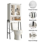 Armoire de rangement à installer au-dessus des toilettes, avec portes en verre trempé - 24 cm (P) x 60 cm (L) x 169 cm (H)