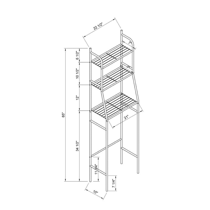Étagère de rangement à trois niveaux à installer au-dessus des toilettes pour salle de bain