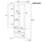 Armoire de rangement haute à deux tiroirs pour salle de bain/bureau