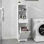 Armoire de tri du linge à un compartiment et un tiroir inclinable - Blanche