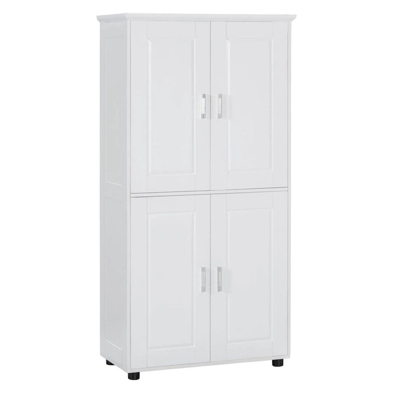Tall and Wide Bathroom Floor Storage Cabinet Bathroom Storage Unit Freestanding Cabinet with 4 Doors Adjustable Shelves