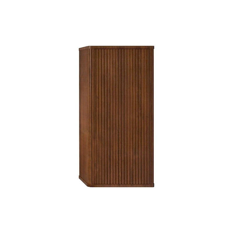 Striped Walnut Bathroom Floating Side Cabinet, Wall-mounted Storage Cabinet for Small Spaces