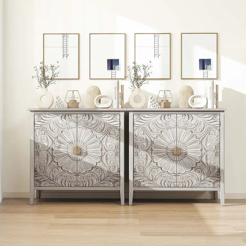 Armoire de rangement gris clair avec étagères, hauteur 30,71 po - 31,50 x 14,97 po