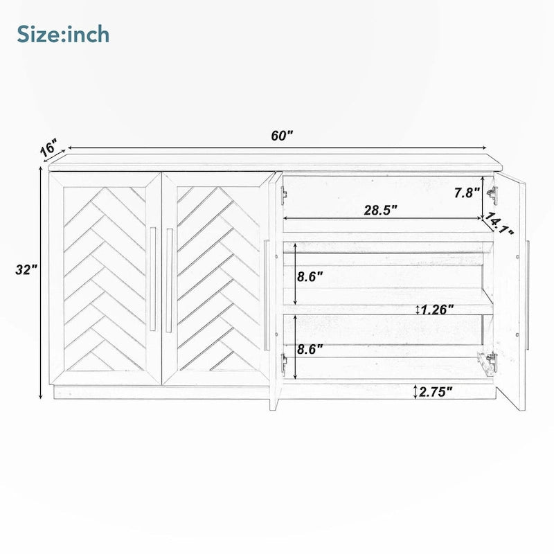 Buffet avec étagères réglables pour cuisine
