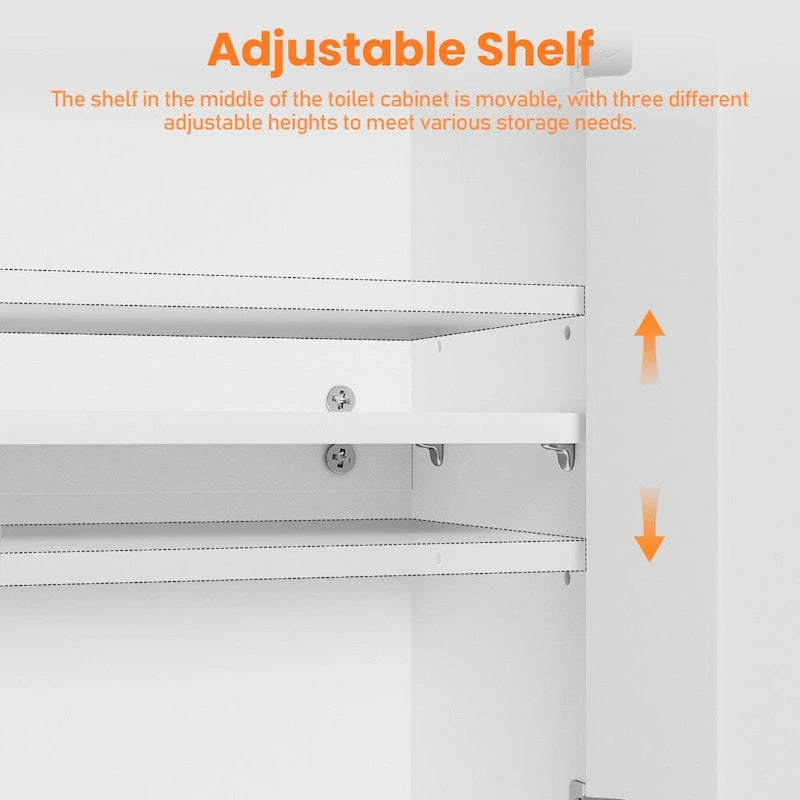 Meuble de rangement de salle de bain à poser au-dessus des toilettes avec étagères réglables