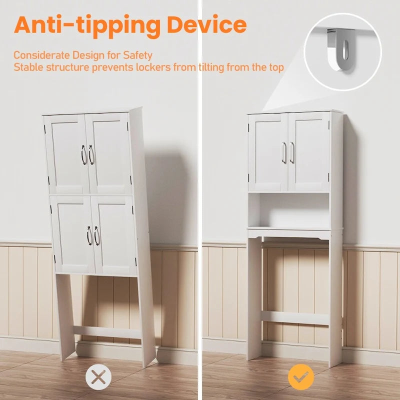 Meuble de rangement de salle de bain à poser au-dessus des toilettes avec étagères réglables