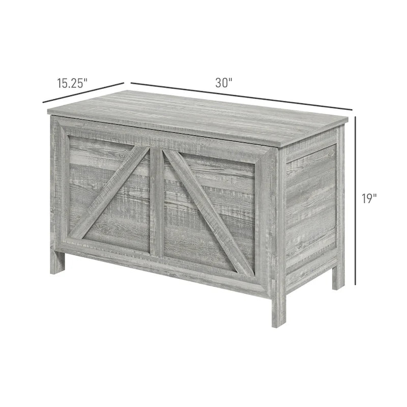 Coffre de rangement HOMCOM 30 style ferme, boîte de rangement à couvercle relevable avec charnière de sécurité permettant une ouverture jusqu'à 100°, idéale pour la chambre, l'entrée ou le salon.