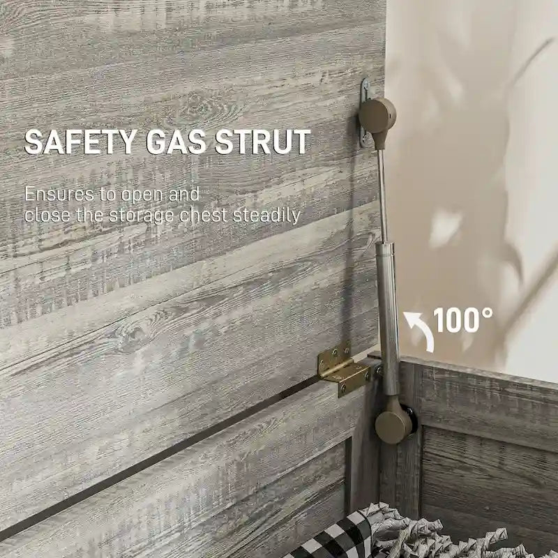 Coffre de rangement HOMCOM 30 style ferme, boîte de rangement à couvercle relevable avec charnière de sécurité permettant une ouverture jusqu'à 100°, idéale pour la chambre, l'entrée ou le salon.