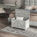 Coffre de rangement HOMCOM 30 style ferme, boîte de rangement à couvercle relevable avec charnière de sécurité permettant une ouverture jusqu'à 100°, idéale pour la chambre, l'entrée ou le salon.