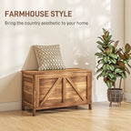 Coffre de rangement HOMCOM 30 style ferme, boîte de rangement à couvercle relevable avec charnière de sécurité permettant une ouverture jusqu'à 100°, idéale pour la chambre, l'entrée ou le salon.