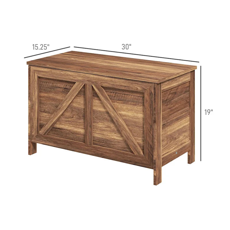 Coffre de rangement HOMCOM 30 style ferme, boîte de rangement à couvercle relevable avec charnière de sécurité permettant une ouverture jusqu'à 100°, idéale pour la chambre, l'entrée ou le salon.