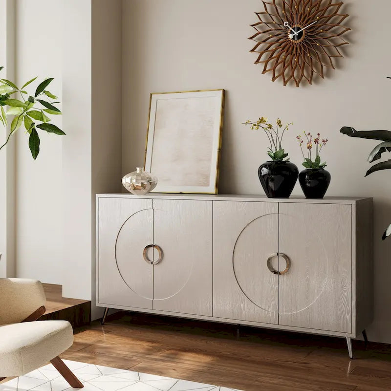 Modern Lacquered 4 Door Wooden Cabinet