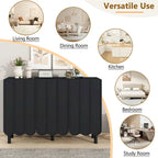 Meuble à chaussures à portes ondulées avec étagères réglables et 5 pieds en bois massif