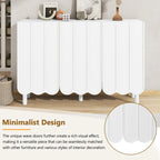 Meuble à chaussures à portes ondulées avec étagères réglables et 5 pieds en bois massif