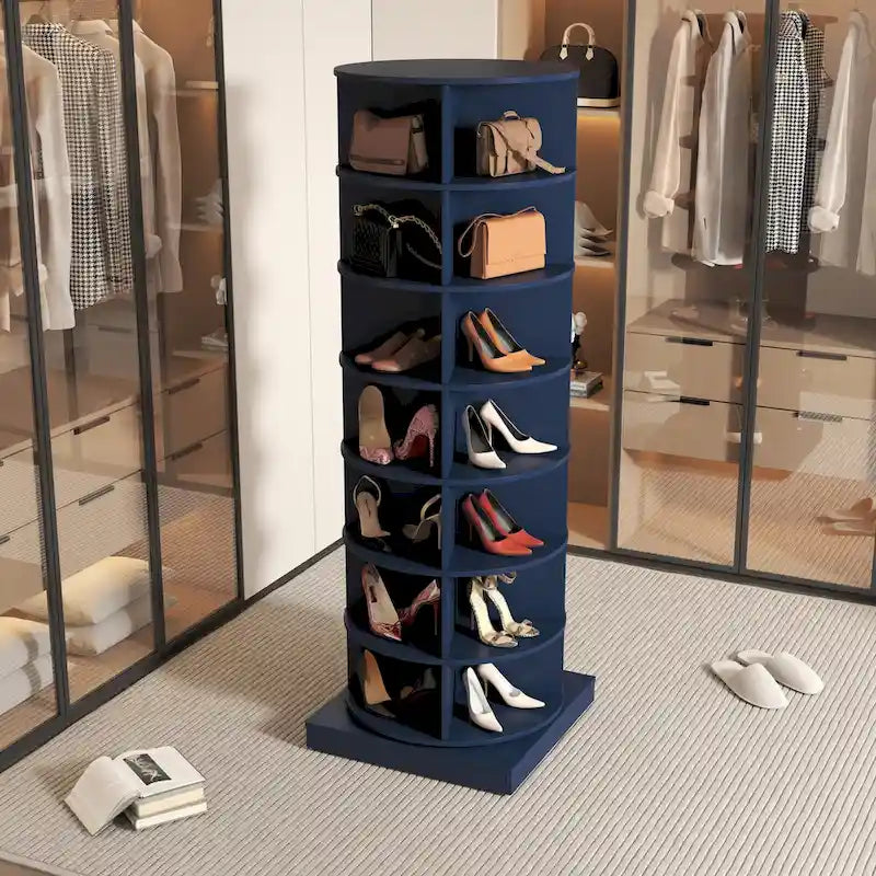 Blue 360 Rotating shoe cabinet 7 layers, for living room