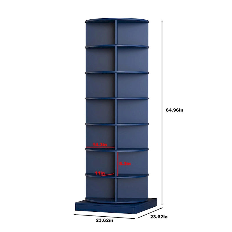 Meuble à chaussures pivotant bleu à 360°, 7 niveaux, pour salon