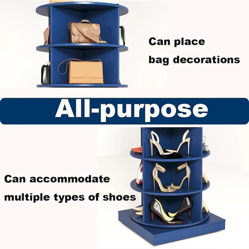 Meuble à chaussures pivotant bleu à 360°, 7 niveaux, pour salon