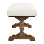 Banc en tissu avec pieds tournés marron - Crème - Roche River Decor