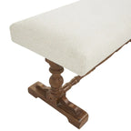 Banc en tissu avec pieds tournés marron - Crème - Roche River Decor