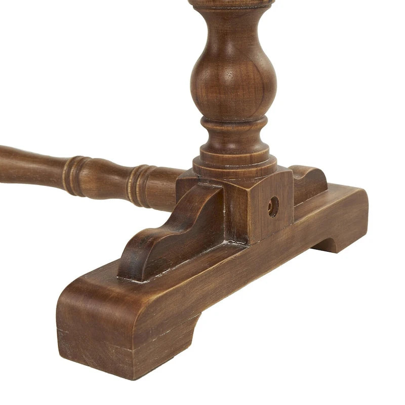 Banc en tissu avec pieds tournés marron - Crème - Roche River Decor