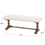 Banc en tissu avec pieds tournés marron - Crème - Roche River Decor