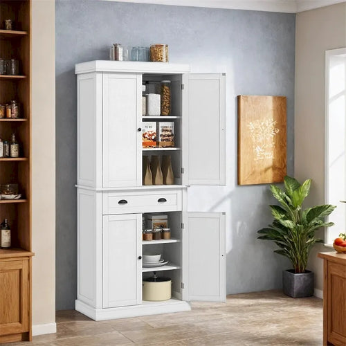 72.5 Kitchen Pantry Cabinet,Traditional Freestanding Storage Cabinet