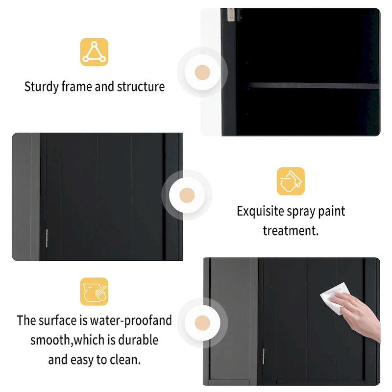 Armoire de rangement haute pour salle de bain avec portes vitrées