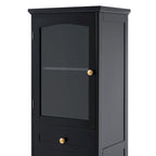 Armoire de rangement haute pour salle de bain avec portes vitrées