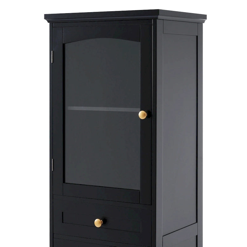 Armoire de rangement haute pour salle de bain avec portes vitrées