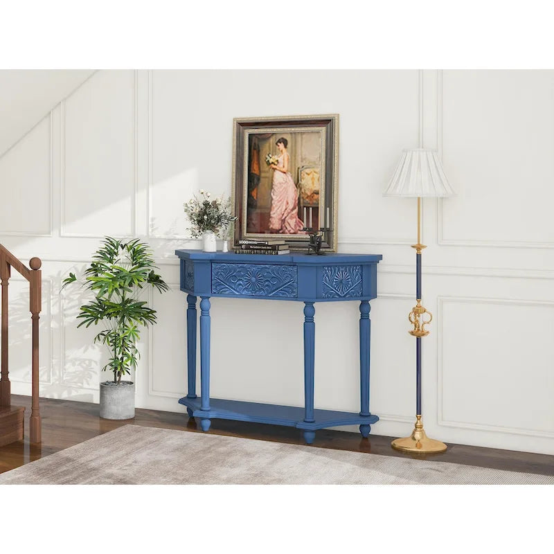 Table d'appoint à 1 tiroir, élégante table d'appoint sculptée à 1 tiroir pour salon, chambre, bureau, entrée