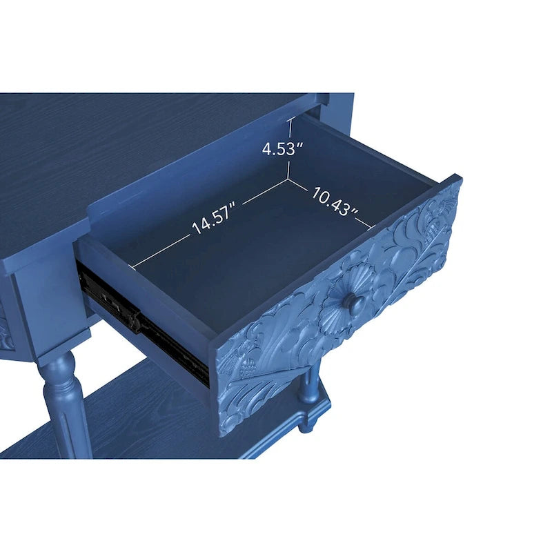 Table d'appoint à 1 tiroir, élégante table d'appoint sculptée à 1 tiroir pour salon, chambre, bureau, entrée