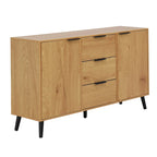 Buffet/meuble bar, meuble de cuisine de 120 cm avec 3 tiroirs et 2 portes, couleur naturelle