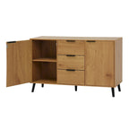 Buffet/meuble bar, meuble de cuisine de 120 cm avec 3 tiroirs et 2 portes, couleur naturelle