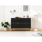 Buffet à trois portes sculptées, avec étagère réglable, grand meuble de rangement d'appoint