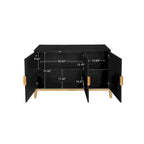 Buffet à trois portes sculptées, avec étagère réglable, grand meuble de rangement d'appoint