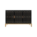 Buffet à trois portes sculptées, avec étagère réglable, grand meuble de rangement d'appoint