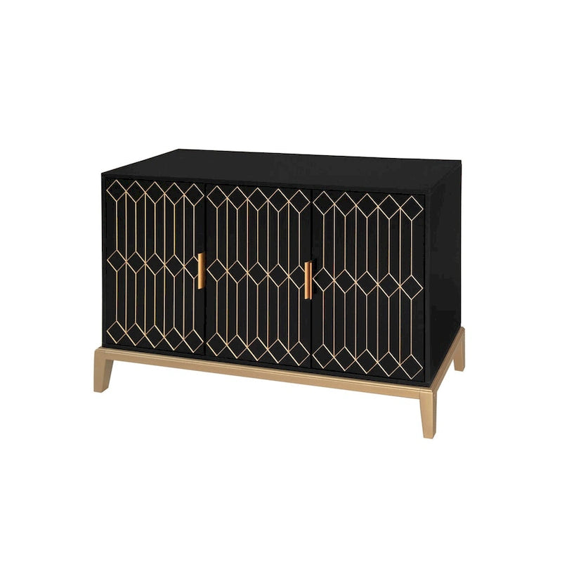 Buffet à trois portes sculptées, avec étagère réglable, grand meuble de rangement d'appoint