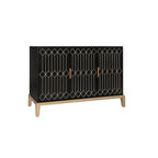 Buffet à trois portes sculptées, avec étagère réglable, grand meuble de rangement d'appoint