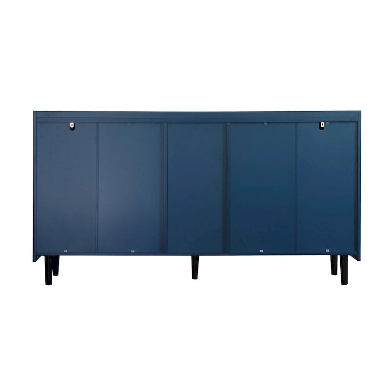 Meuble de rangement pour garde-manger, bar à café de 55 pouces avec 2 tiroirs, 2 compartiments de rangement ouverts et 2 portes vitrées, buffet en bois