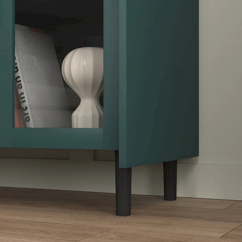 Meuble de rangement pour garde-manger, bar à café de 55 pouces avec 2 tiroirs, 2 compartiments de rangement ouverts et 2 portes vitrées, buffet en bois